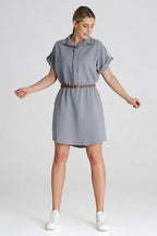 Figl Loose-Fit Daydress with Collar and Short Sleeves