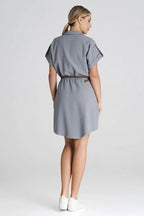 Figl Loose-Fit Daydress with Collar and Short Sleeves