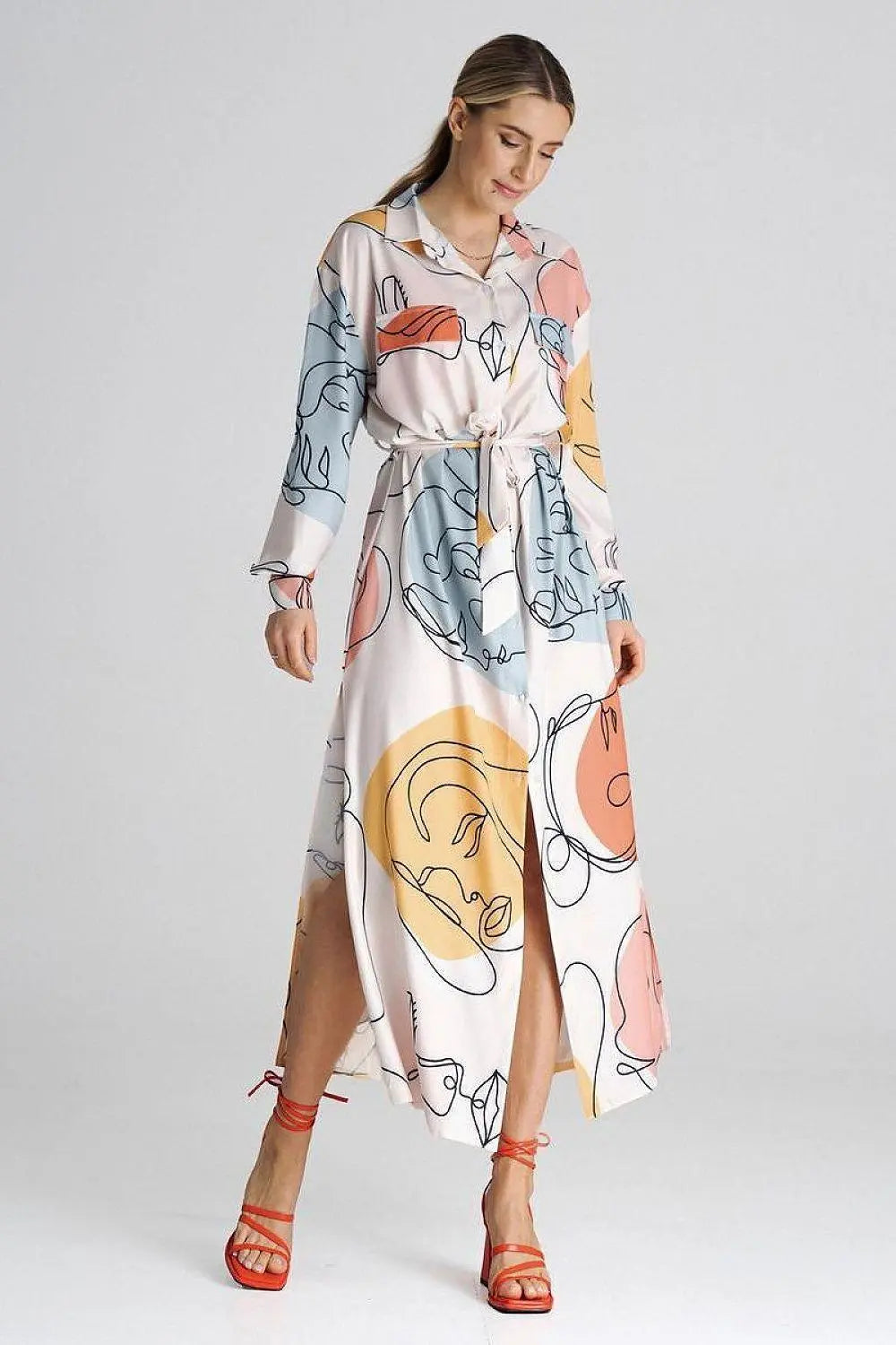 Figl Maxi Shirt Daydress with Collar