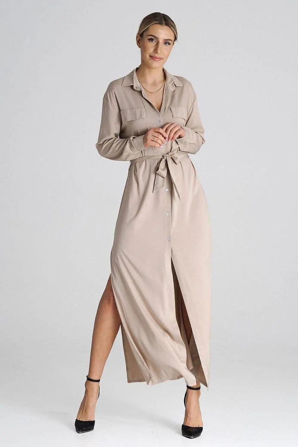 Figl Maxi Shirt Daydress with Collar