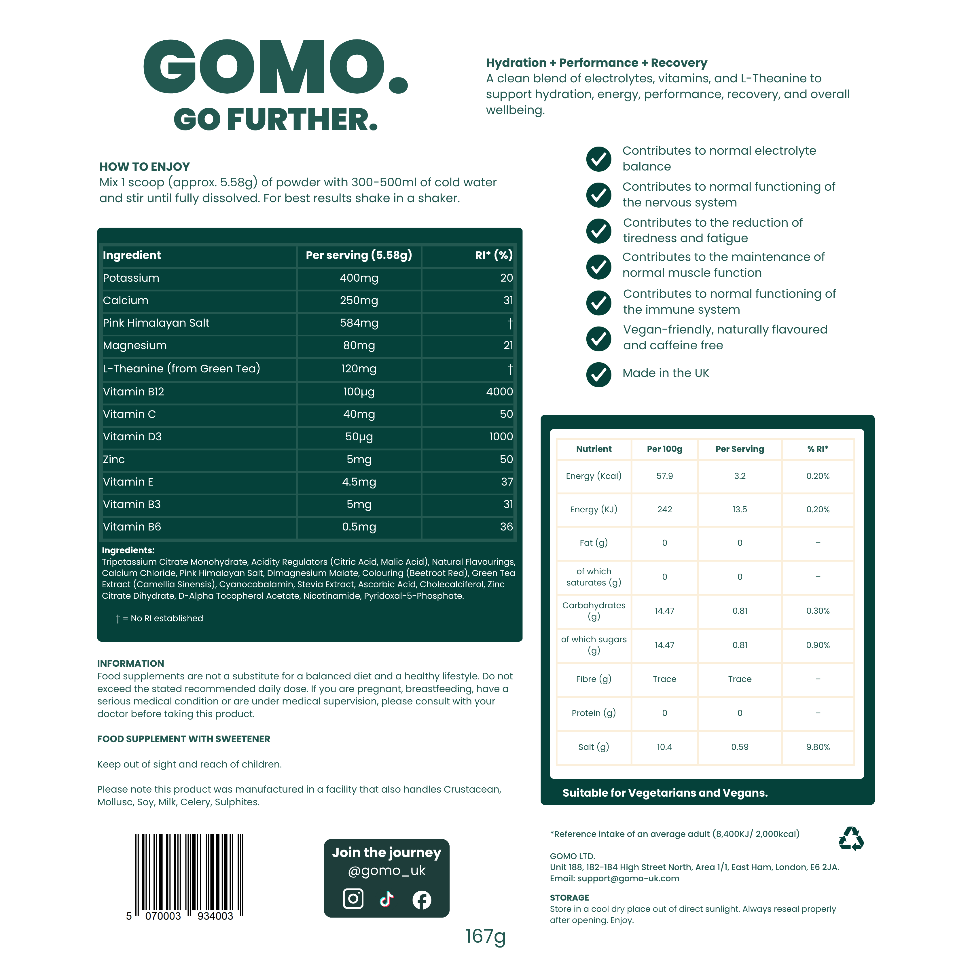 Gomo Electrolytes+ (Pomegranate & Red Berries)