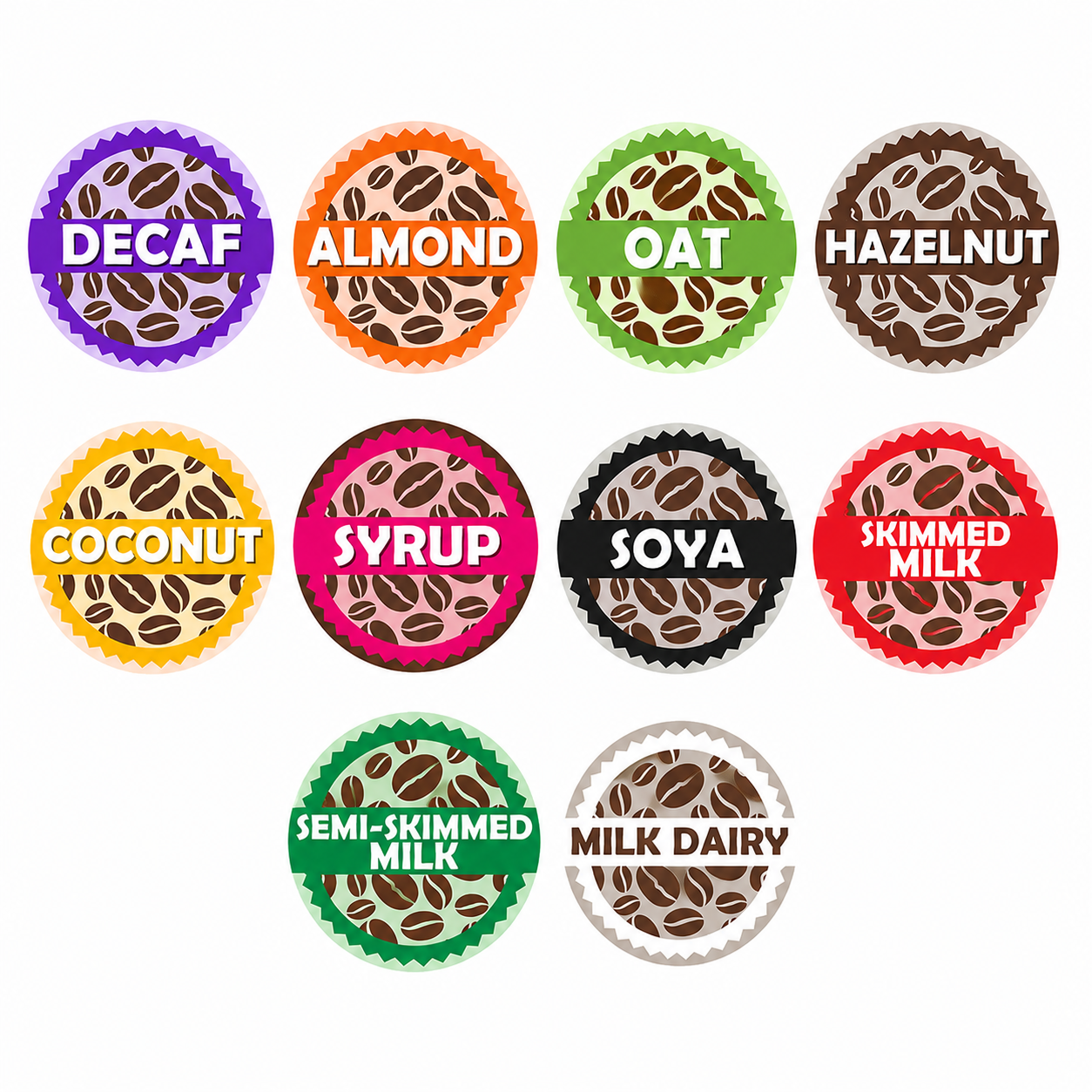 Oat Milk Coffee Shop Barista Labels 20mm 1000 labels per roll CS20OA