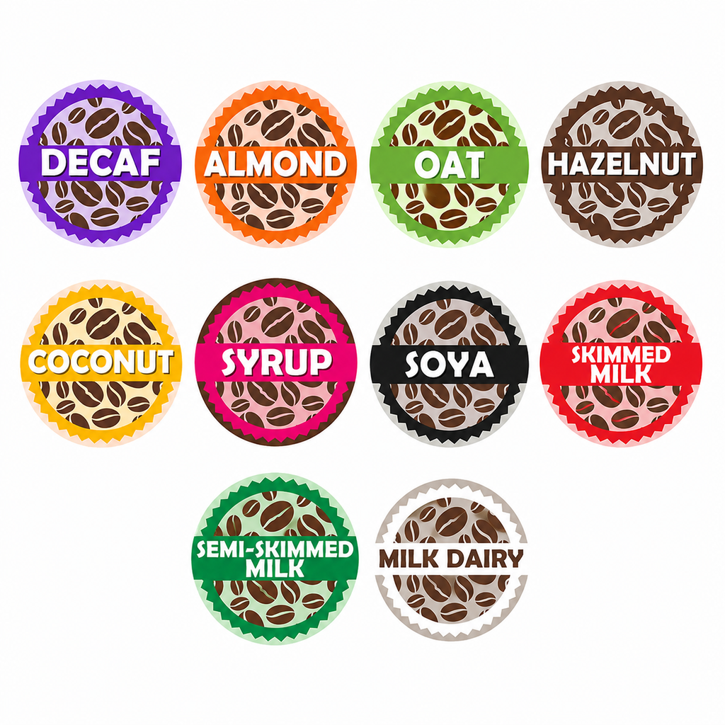 Soya Milk Coffee Shop Barista Labels 20mm 1000 labels per rolls