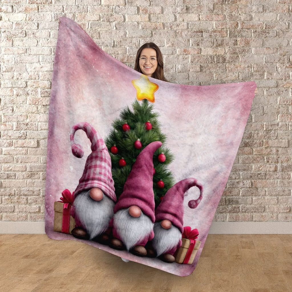 Pink Christmas Gonks - Fleece Blanket 150cm X 150cm