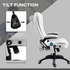 Vinsetto Massage Recliner Chair Heated Office Chair with Six Massage Points Linen-Feel Fabric 360\'c2\'b0 Swivel Wheels Cream White
