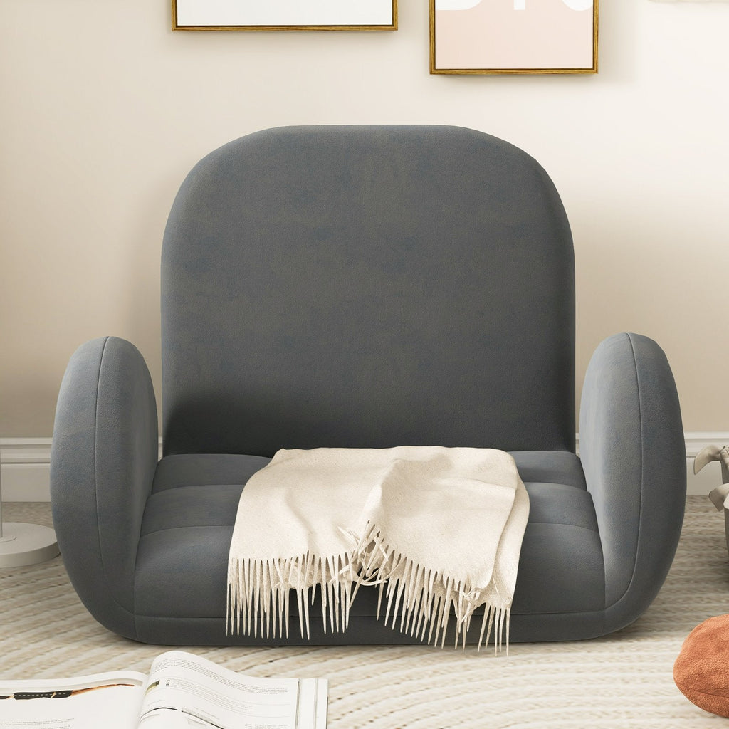 Folding Floor Game Chair with Adjustable Backrest for Adults-Grey