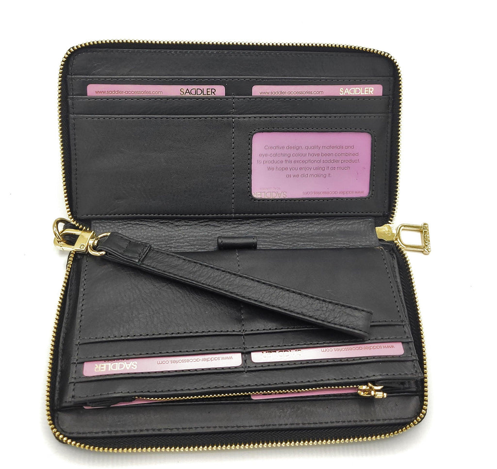 SADDLER FREYA Real Leather Designer RFID Purse & Phone Holder with Strap | Gift Boxed
