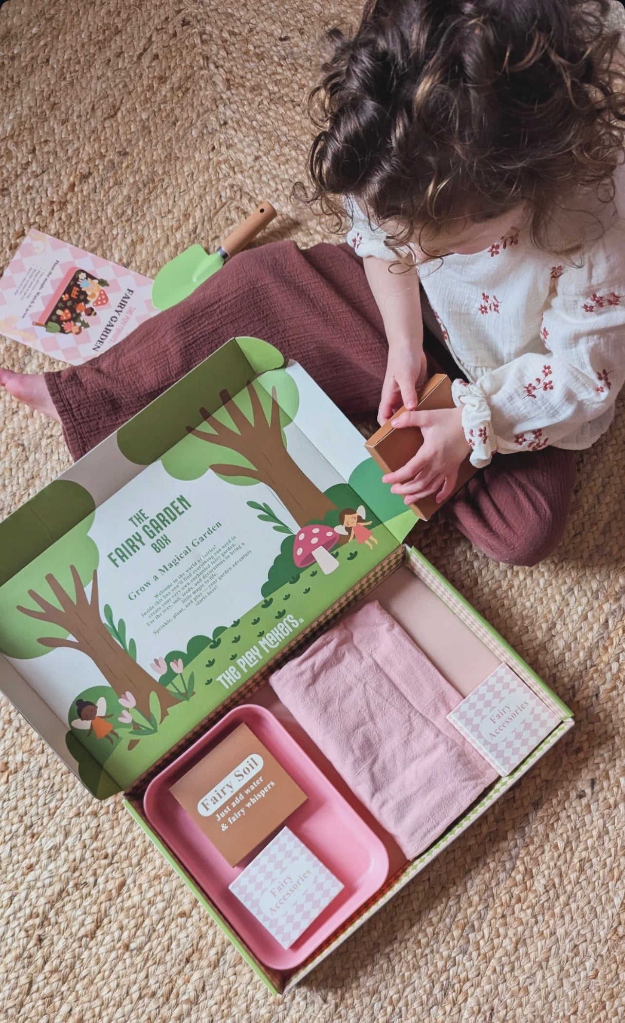 Fairy Garden Starter Kit (Apron,Tray, Shovel, Fairies, Soil & Seeds)