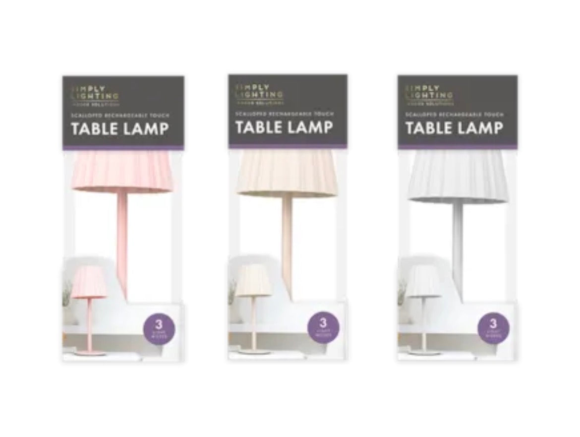 Rechargeable touch table lamp - scalloped