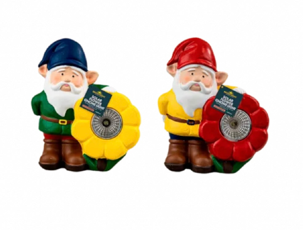 Gnome with flower solar light 15cm