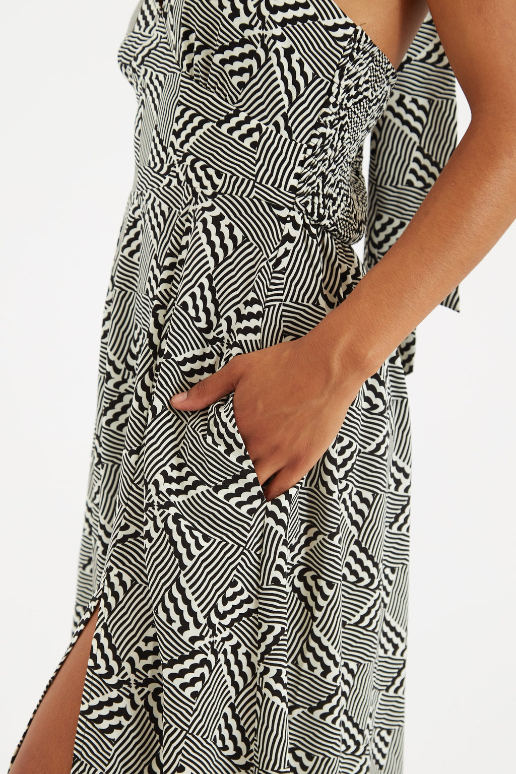 Geri 60s Patchwork Halter neck Midi Dress