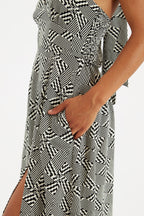 Geri 60s Patchwork Halter neck Midi Dress