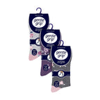 Ladies 9 Pack Non-Binding Cotton Crew Socks with Stripes Patterned