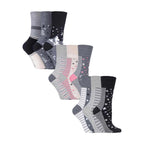 Ladies 9 Pack Non-Binding Cotton Crew Socks with Stripes Patterned