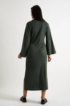 Gigi Brushed Marl Jersey Midi Dress - Green