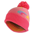Girls Rainbow Beanie Hat with Bobble | Kids Warm Winter Hat with Pom Pom