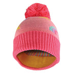 Girls Rainbow Beanie Hat with Bobble | Kids Warm Winter Hat with Pom Pom