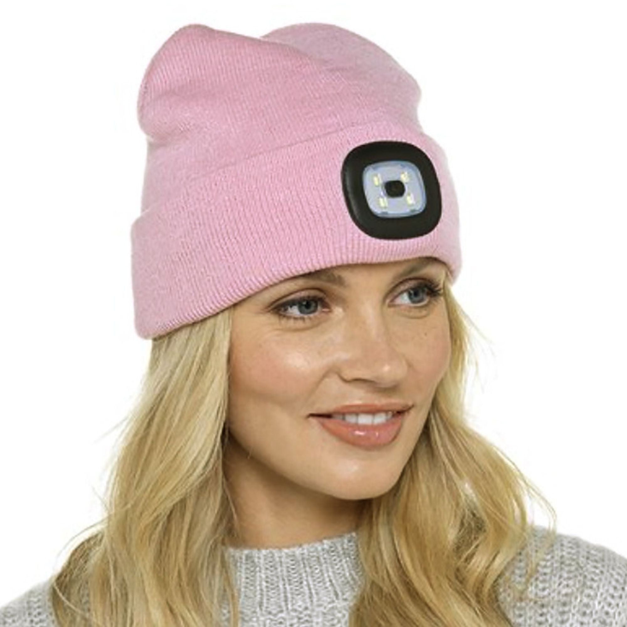 Ladies Led Beanie Hat | Knitted Rechargeable Beanie with Headlamp