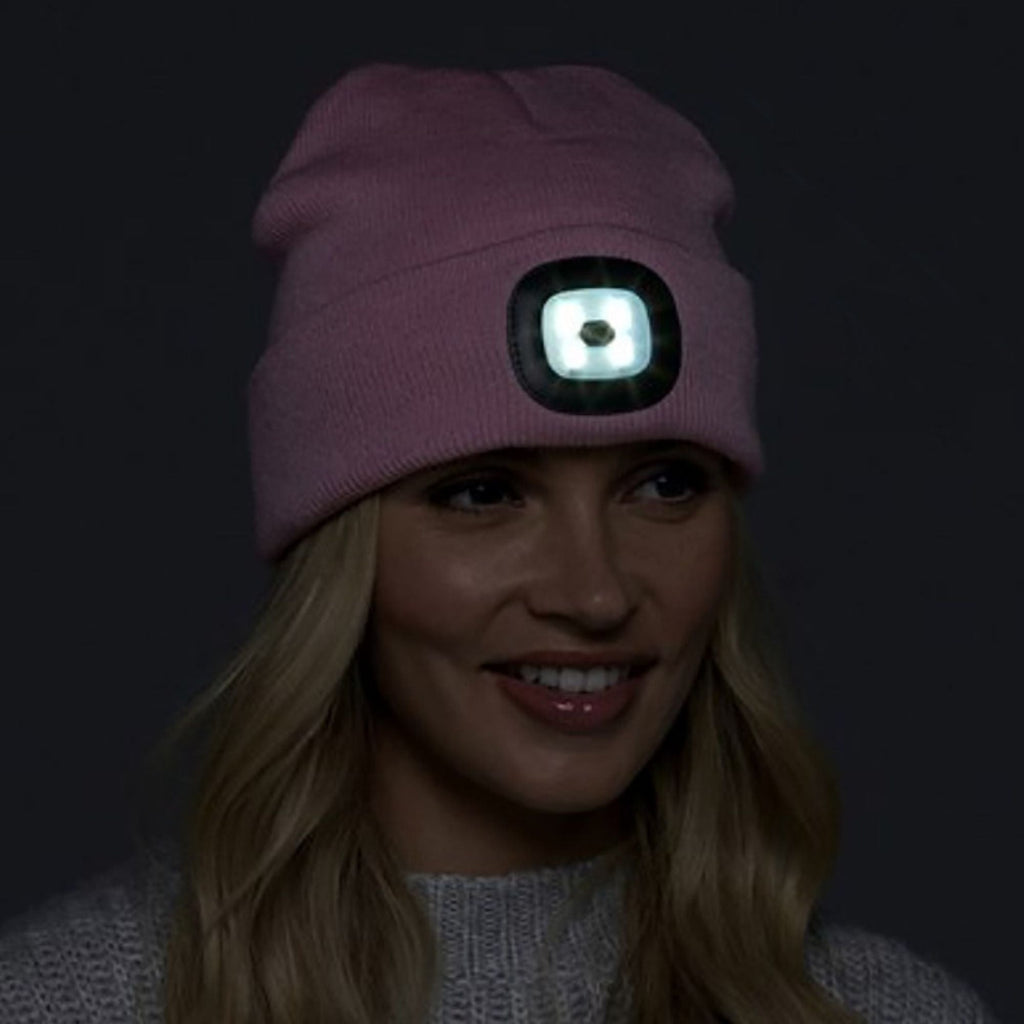 Ladies Led Beanie Hat | Knitted Rechargeable Beanie with Headlamp