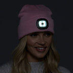 Ladies Led Beanie Hat | Knitted Rechargeable Beanie with Headlamp