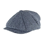 Mens Herringbone Pattern Fleece Lined Winter Newsboy Wool Hat Cap