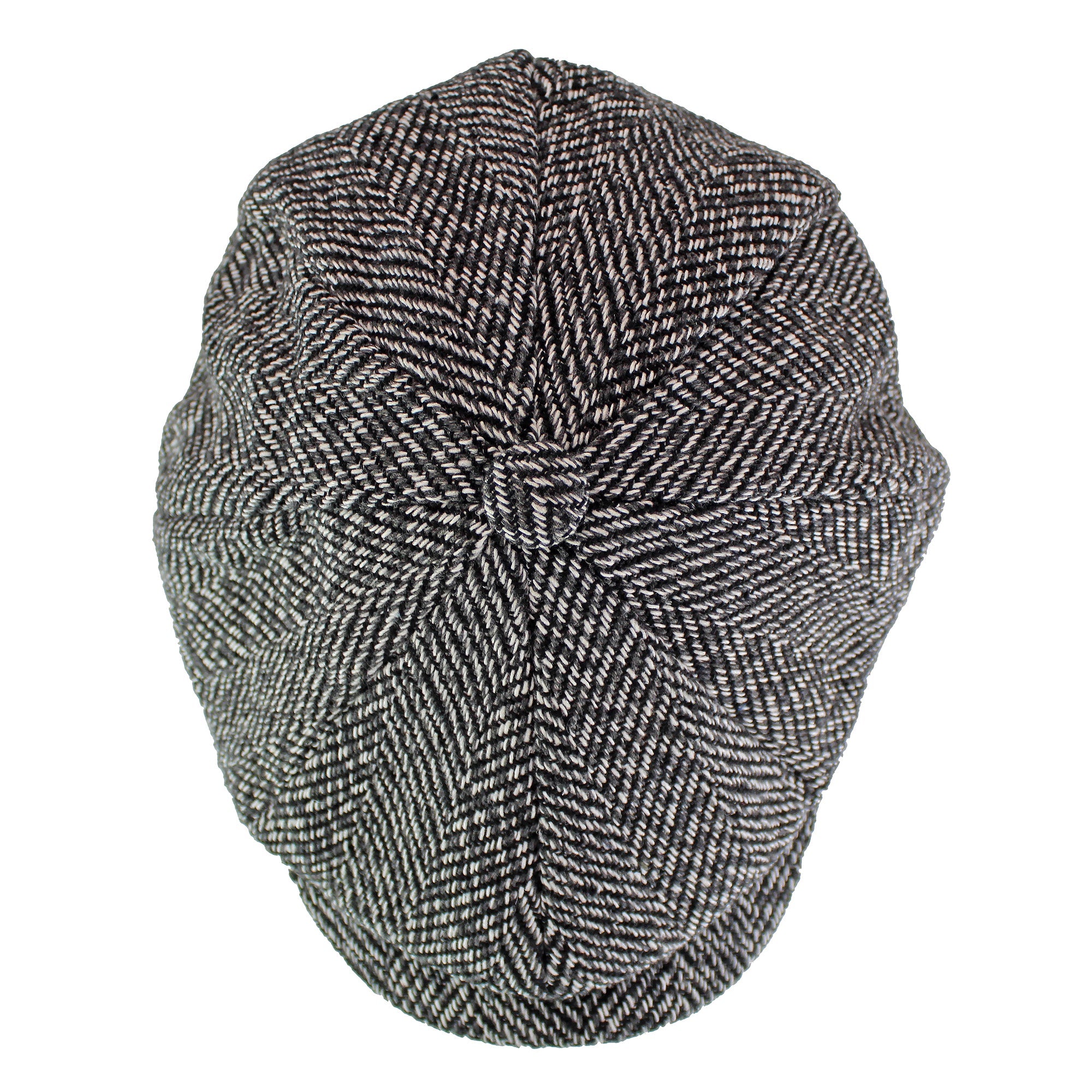 Mens Herringbone Pattern Fleece Lined Winter Newsboy Wool Hat Cap