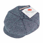Mens Herringbone Pattern Fleece Lined Winter Newsboy Wool Hat Cap