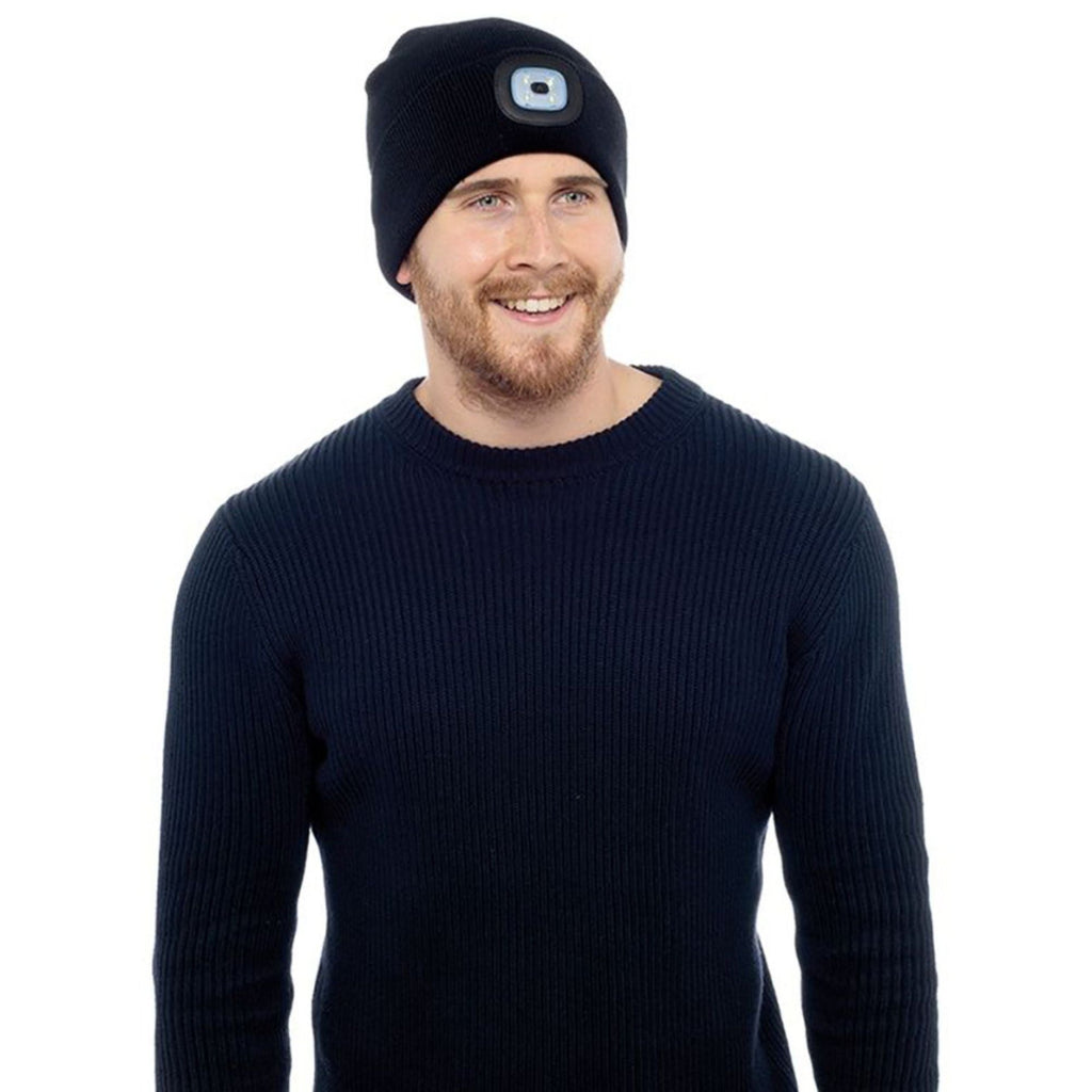 Ladies & Mens Winter Knit Beanie Hat with LED Light Torch