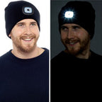 Ladies & Mens Winter Knit Beanie Hat with LED Light Torch