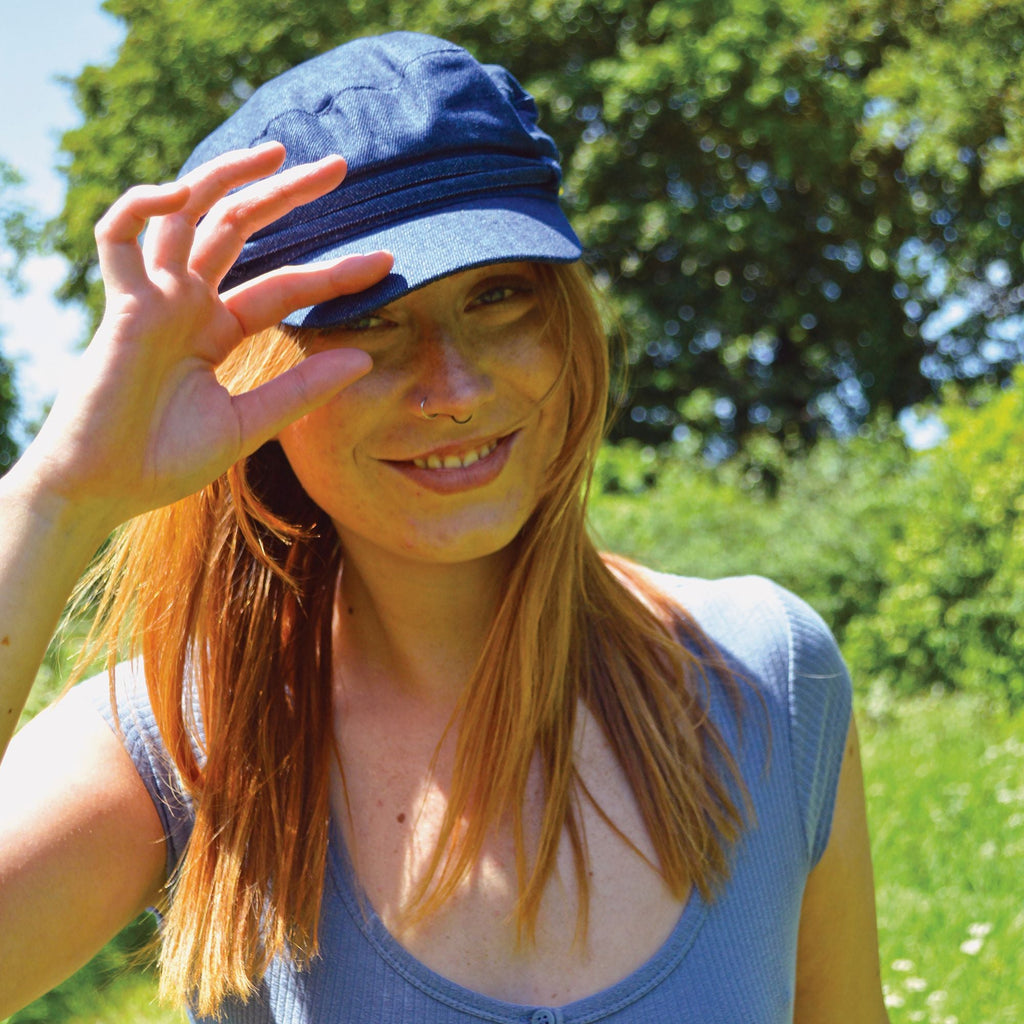 Ladies Cotton Peaked Denim Baker Boy Hat