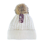 Ladies Warm Cable Knit Winter Hat with Pom Pom