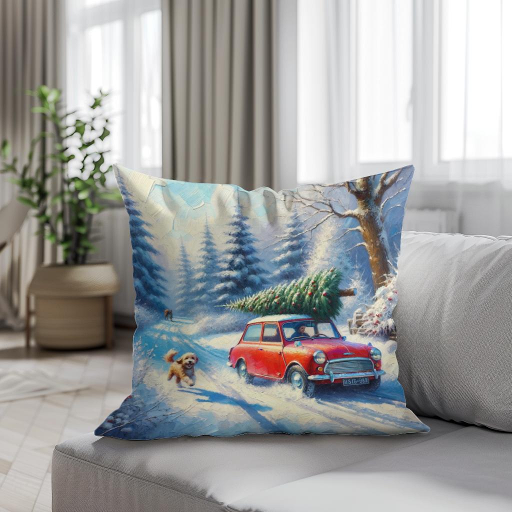 Christmas Journey Home Cotton Cushion