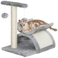 PawHut Cat Tree, Cat Tower for Kittens, Small Cat Condo with Rotatable Top Bar, Sisal Scratching Post, Tunnel, Dangling Balls - Grey