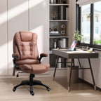 Vinsetto Massage Recliner Chair Heated Office Chair with Six Massage Points Microfiber Cloth 360\'c2\'b0 Swivel Wheels Brown