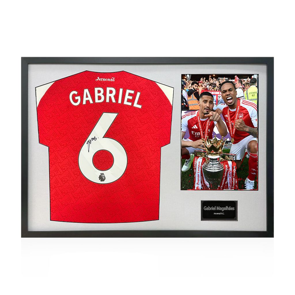 Gabriel Magalhães Signed Arsenal Champions Shirt Classic Frame