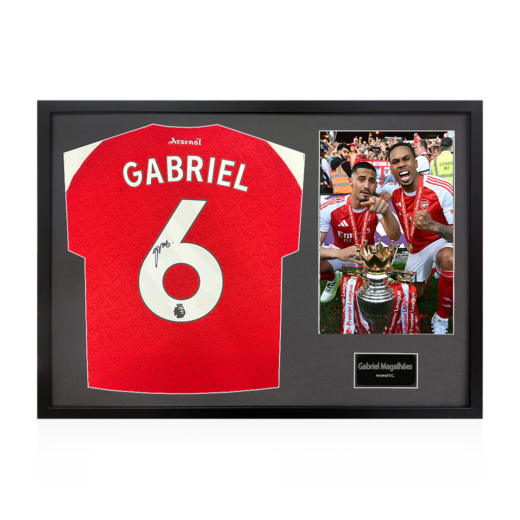 Gabriel Magalhães Signed Arsenal Champions Shirt Classic Frame