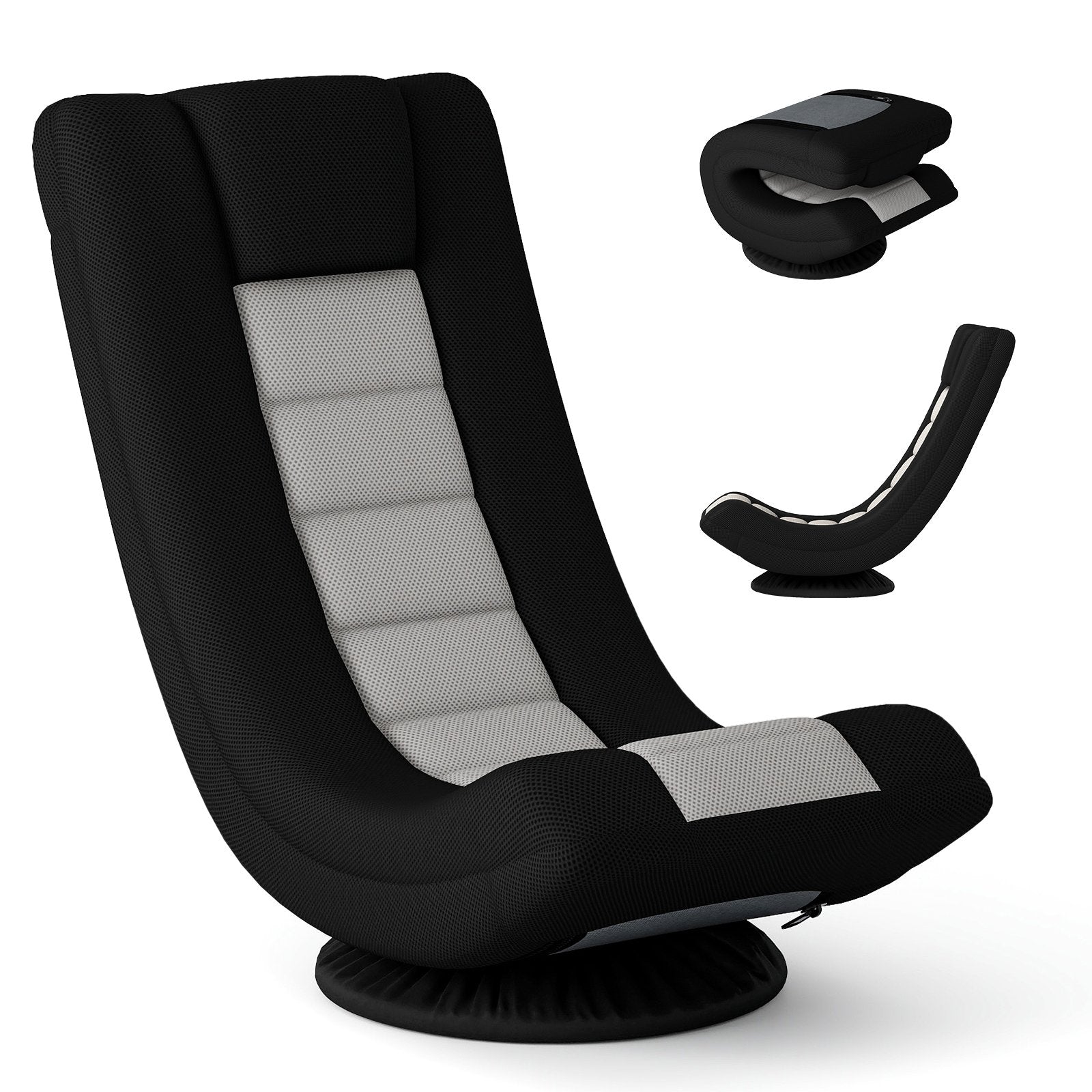 360° Swivel Gaming Chair 4 Position Adjustable Folding Floor Sofa-Grey
