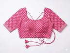 Beautiful Pink Hand Block-Print Indian Saree Blouse | UK Delivery