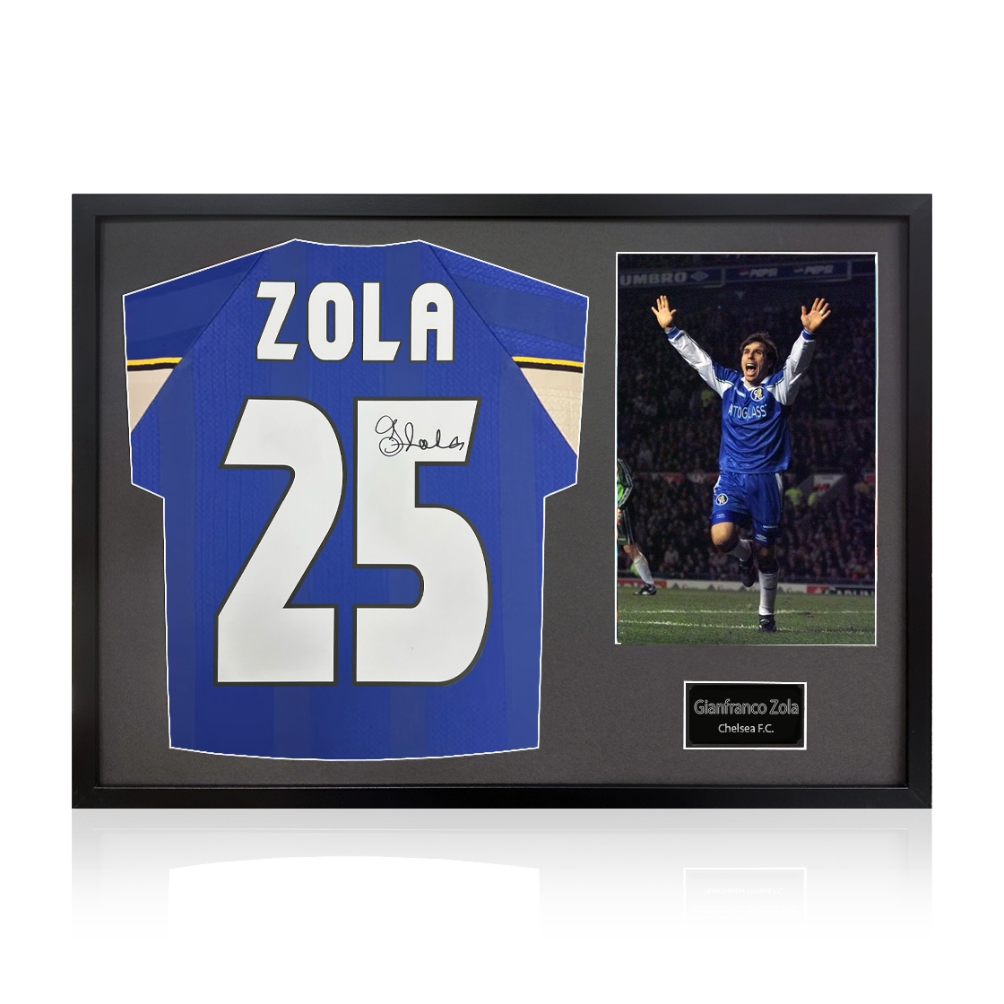 Gianfranco Zola Signed Chelsea Shirt Classic Frame
