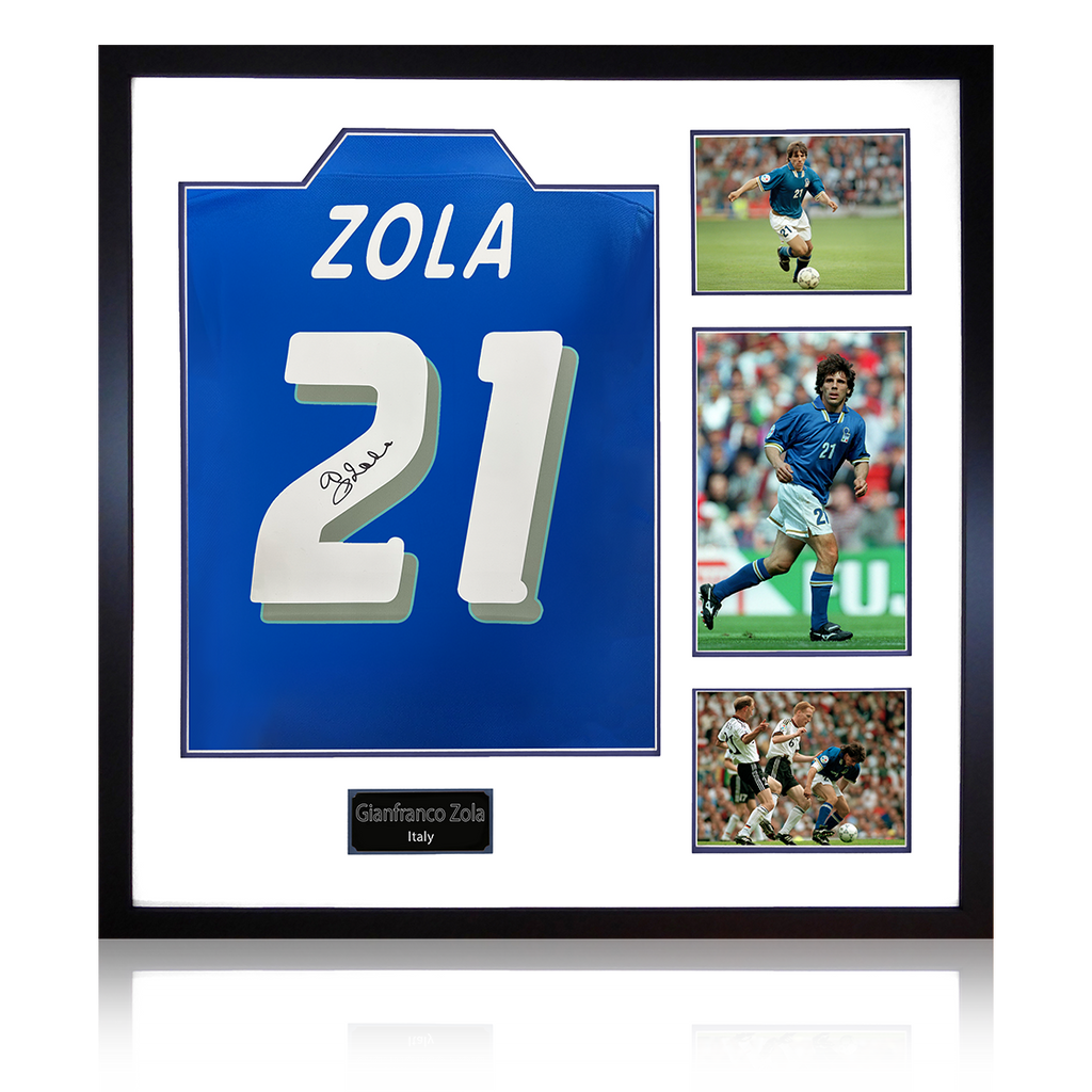 Gianfranco Zola Signed Italy Shirt Elite Frame