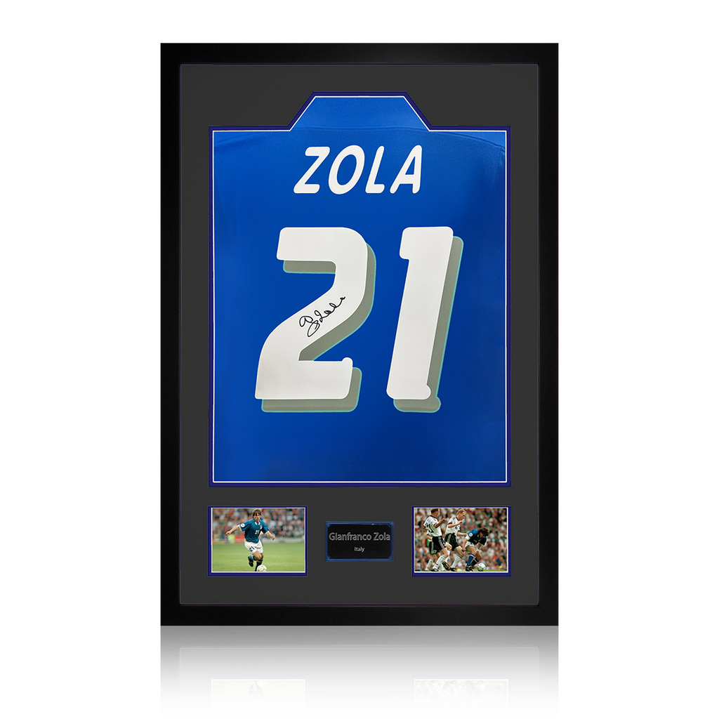 Gianfranco Zola Signed Italy Shirt Premium Frame