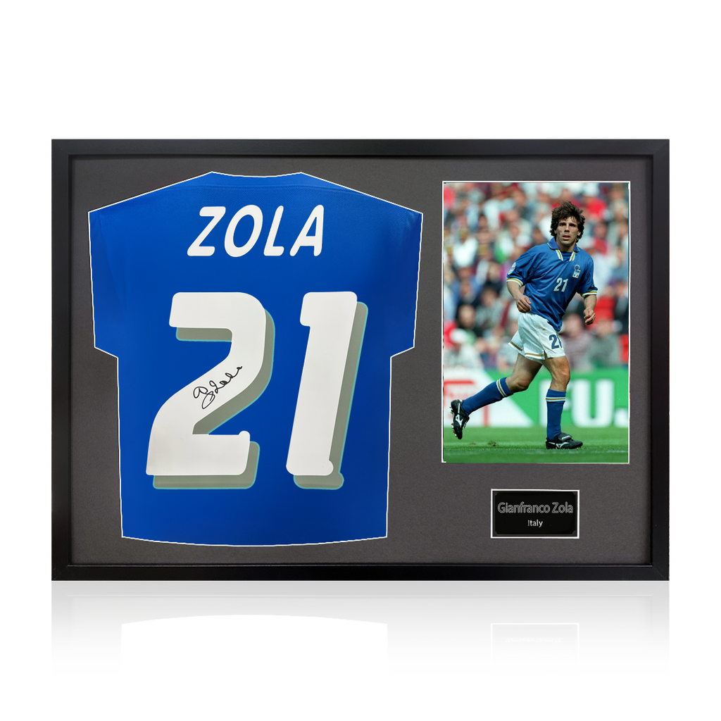 Gianfranco Zola Signed Italy Shirt Classic Frame