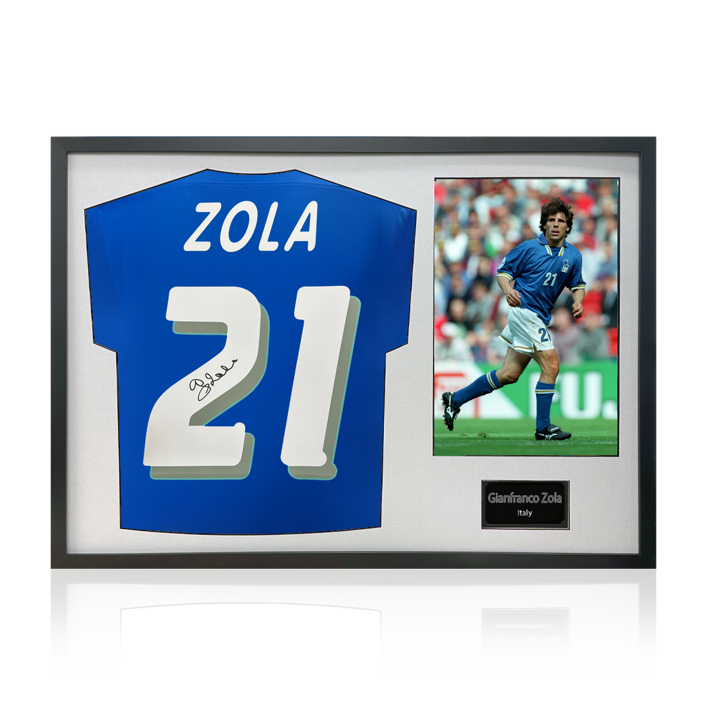 Gianfranco Zola Signed Italy Shirt Classic Frame