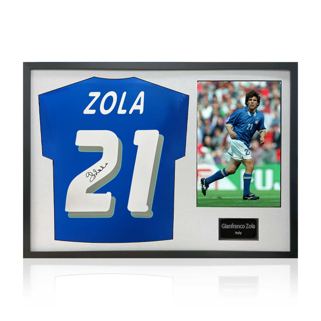Gianfranco Zola Signed Italy Shirt Classic Frame