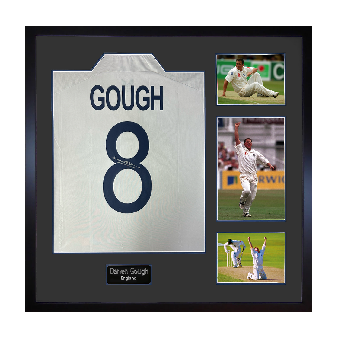 Darren Gough Signed England Cricket Shirt Elite Frame