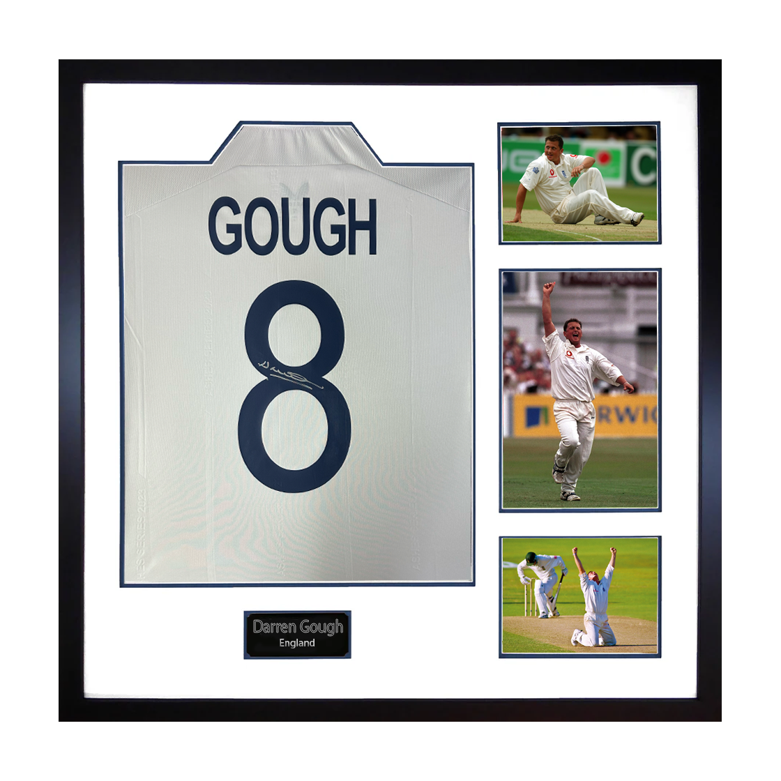 Darren Gough Signed England Cricket Shirt Elite Frame