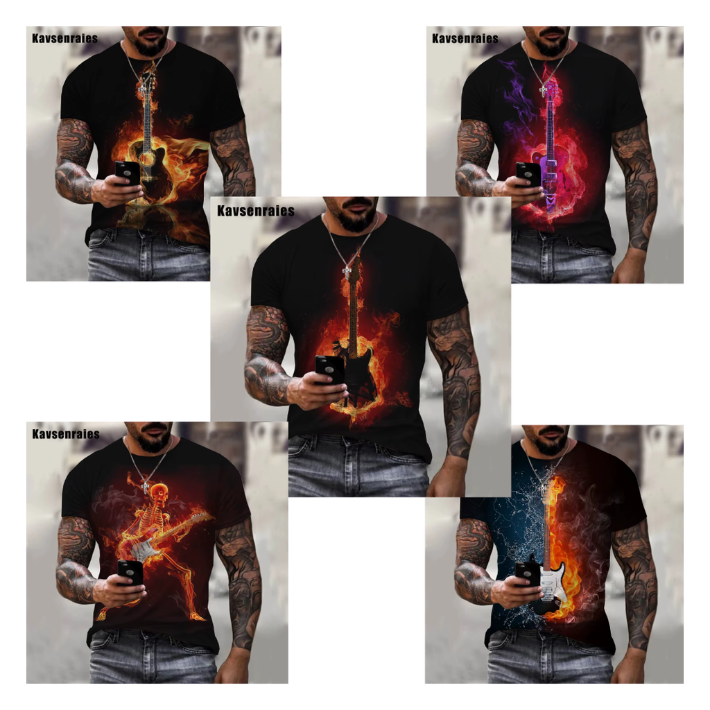 Guitar Flame T-Shirt (Various)