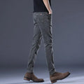 Men’s Slim Fit Casual Stretch Jeans – Korean Style Mid-Waist Trousers – Grey & Light Blue