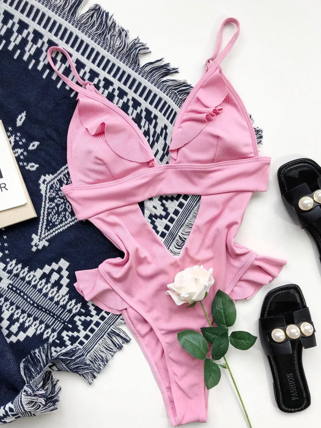 2 Pieces Swimsuit For Women Summer Beach Bikini With Floral Print & Mesh Cover-Up