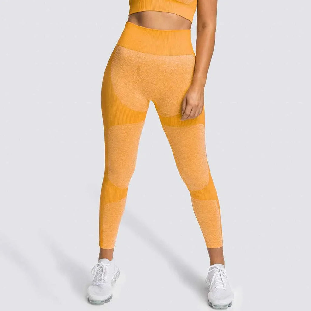 2 Piece Set Seamless Gym Wear Leggings for Women with Breathable Yoga Bra - High Quality Activewear